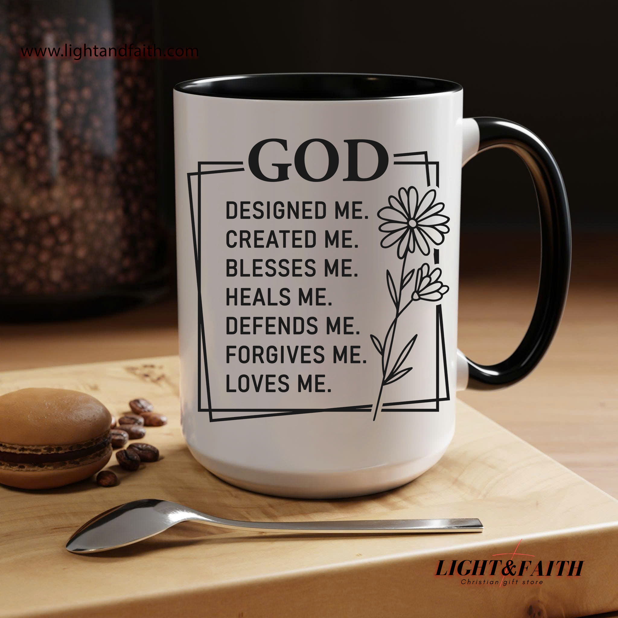 God Designed Me Mug – Christian Affirmation Coffee Cup, Faith-Based Bible Verse Gift MULAF20